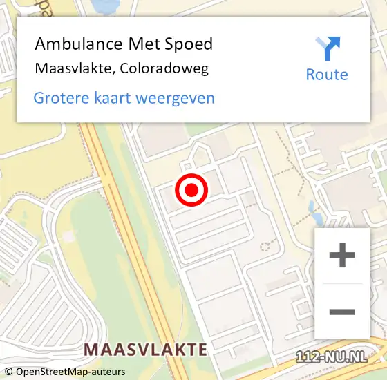 Locatie op kaart van de 112 melding: Ambulance Met Spoed Naar Maasvlakte, Coloradoweg op 16 maart 2024 00:07