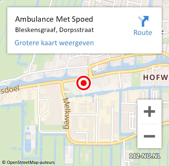 Locatie op kaart van de 112 melding: Ambulance Met Spoed Naar Bleskensgraaf, Dorpsstraat op 16 maart 2024 00:55