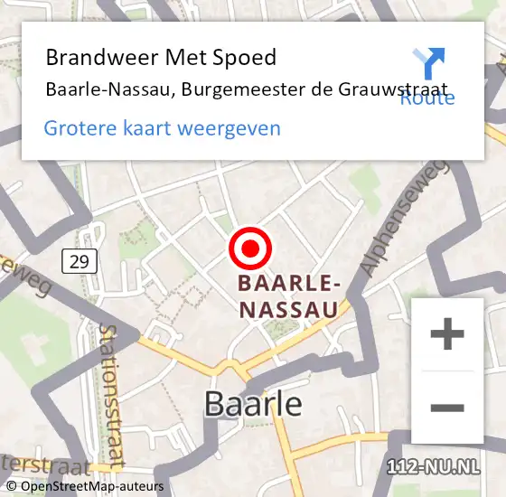 Locatie op kaart van de 112 melding: Brandweer Met Spoed Naar Baarle-Nassau, Burgemeester de Grauwstraat op 16 maart 2024 01:02