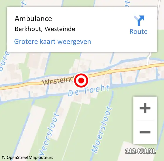 Locatie op kaart van de 112 melding: Ambulance Berkhout, Westeinde op 16 maart 2024 02:22