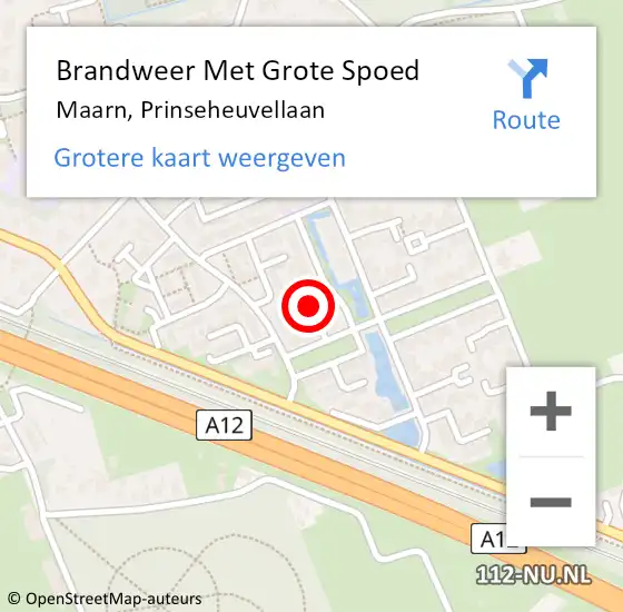 Locatie op kaart van de 112 melding: Brandweer Met Grote Spoed Naar Maarn, Prinseheuvellaan op 16 maart 2024 02:27