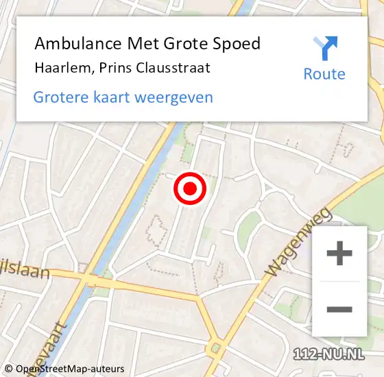 Locatie op kaart van de 112 melding: Ambulance Met Grote Spoed Naar Haarlem, Prins Clausstraat op 16 maart 2024 03:02