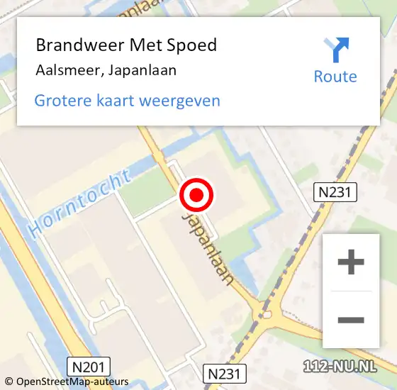 Locatie op kaart van de 112 melding: Brandweer Met Spoed Naar Aalsmeer, Japanlaan op 16 maart 2024 03:18