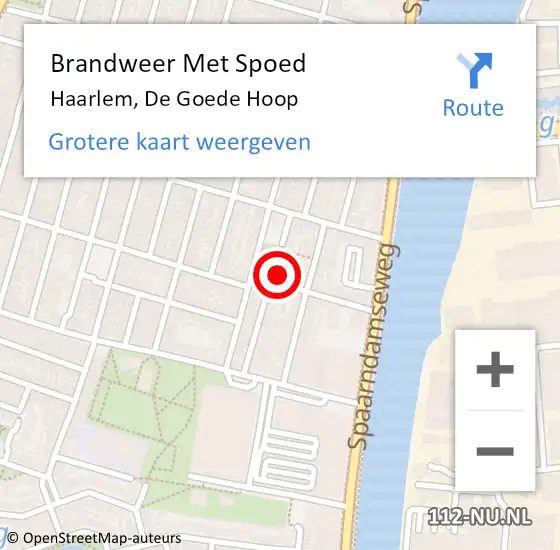 Locatie op kaart van de 112 melding: Brandweer Met Spoed Naar Haarlem, De Goede Hoop op 16 maart 2024 04:55