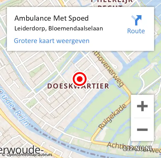 Locatie op kaart van de 112 melding: Ambulance Met Spoed Naar Leiderdorp, Bloemendaalselaan op 16 maart 2024 05:24