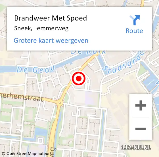 Locatie op kaart van de 112 melding: Brandweer Met Spoed Naar Sneek, Lemmerweg op 16 maart 2024 05:35