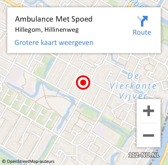 Locatie op kaart van de 112 melding: Ambulance Met Spoed Naar Hillegom, Hillinenweg op 16 maart 2024 06:06