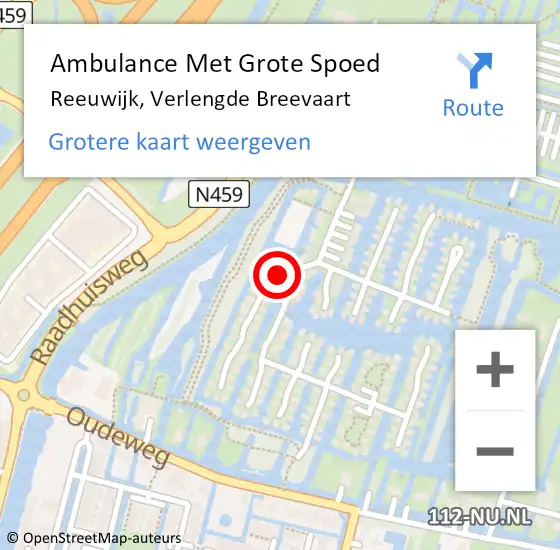 Locatie op kaart van de 112 melding: Ambulance Met Grote Spoed Naar Reeuwijk, Verlengde Breevaart op 16 maart 2024 06:23