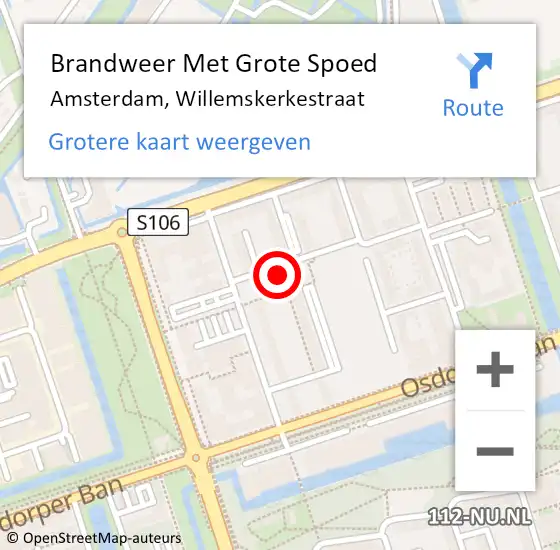 Locatie op kaart van de 112 melding: Brandweer Met Grote Spoed Naar Amsterdam, Willemskerkestraat op 16 maart 2024 07:26