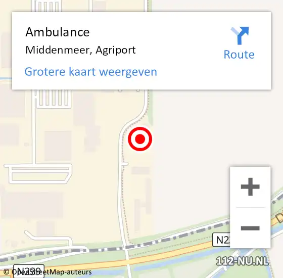 Locatie op kaart van de 112 melding: Ambulance Middenmeer, Agriport op 16 maart 2024 08:34