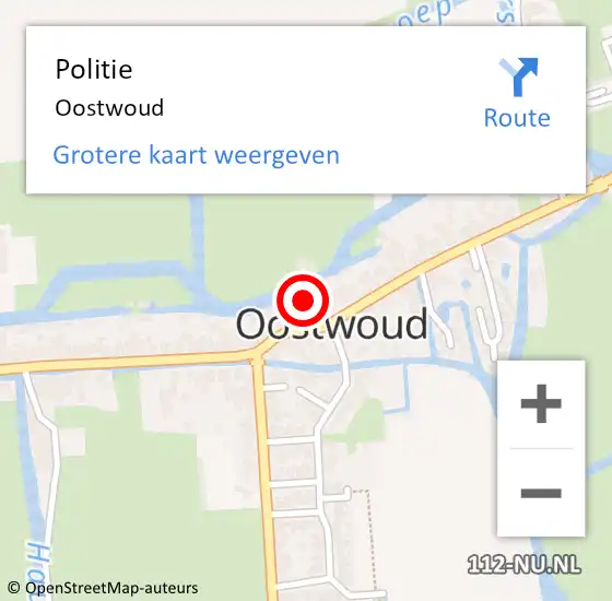 Locatie op kaart van de 112 melding: Politie Oostwoud op 16 maart 2024 08:37