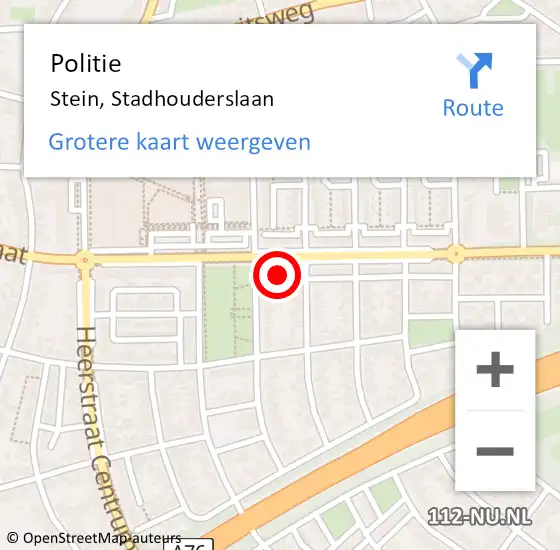 Locatie op kaart van de 112 melding: Politie Stein, Stadhouderslaan op 16 maart 2024 09:04
