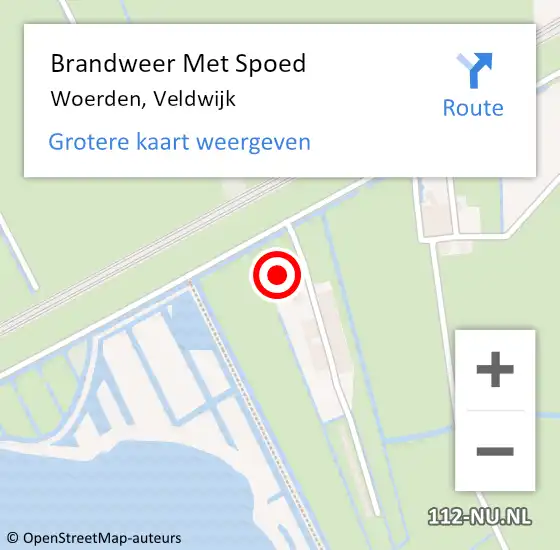 Locatie op kaart van de 112 melding: Brandweer Met Spoed Naar Woerden, Veldwijk op 16 maart 2024 09:14