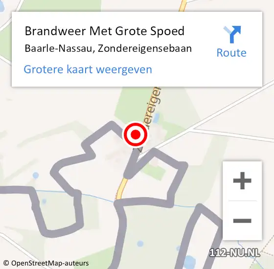 Locatie op kaart van de 112 melding: Brandweer Met Grote Spoed Naar Baarle-Nassau, Zondereigensebaan op 16 maart 2024 09:18