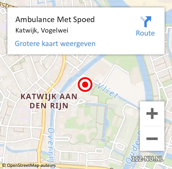 Locatie op kaart van de 112 melding: Ambulance Met Spoed Naar Katwijk, Vogelwei op 16 maart 2024 09:38