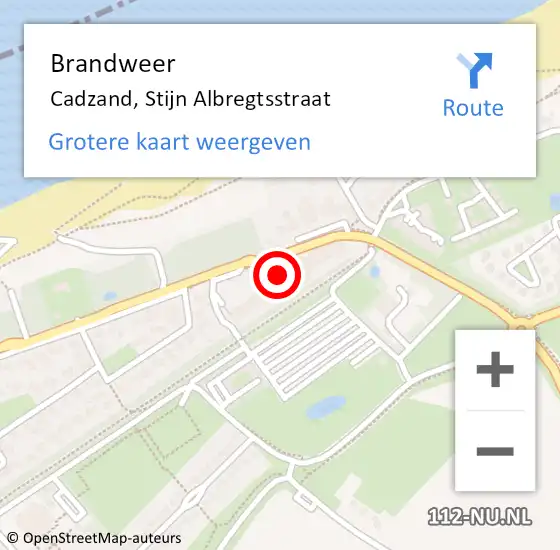Locatie op kaart van de 112 melding: Brandweer Cadzand, Stijn Albregtsstraat op 16 maart 2024 09:47