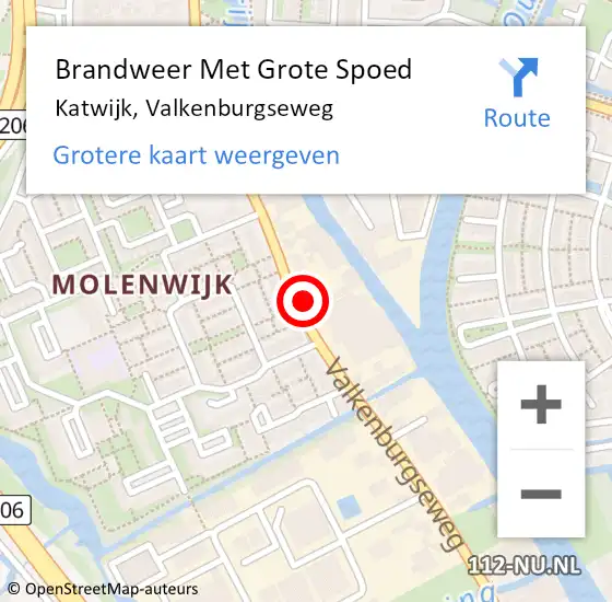 Locatie op kaart van de 112 melding: Brandweer Met Grote Spoed Naar Katwijk, Valkenburgseweg op 16 maart 2024 09:54