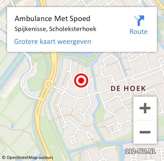 Locatie op kaart van de 112 melding: Ambulance Met Spoed Naar Spijkenisse, Scholeksterhoek op 16 maart 2024 09:55