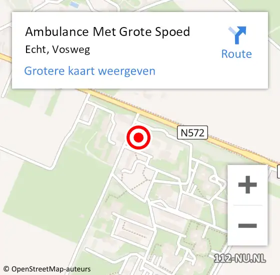 Locatie op kaart van de 112 melding: Ambulance Met Grote Spoed Naar Echt, Vosweg op 16 maart 2024 10:00