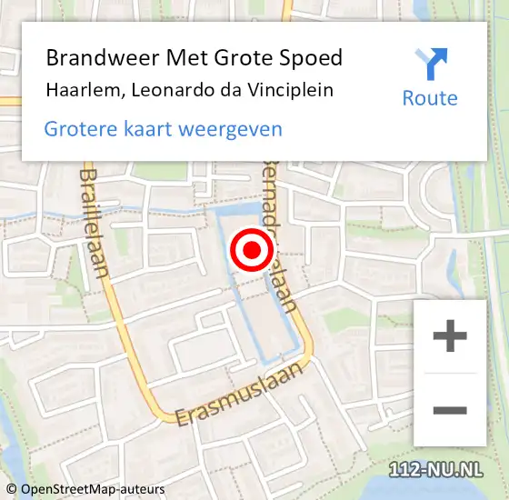 Locatie op kaart van de 112 melding: Brandweer Met Grote Spoed Naar Haarlem, Leonardo da Vinciplein op 16 maart 2024 10:05