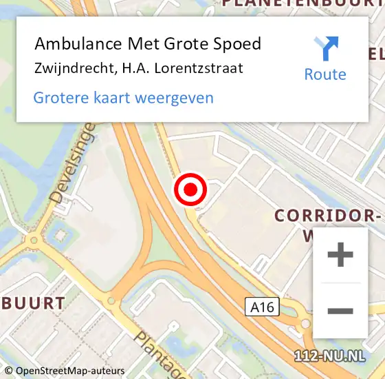 Locatie op kaart van de 112 melding: Ambulance Met Grote Spoed Naar Zwijndrecht, H.A. Lorentzstraat op 16 maart 2024 10:08