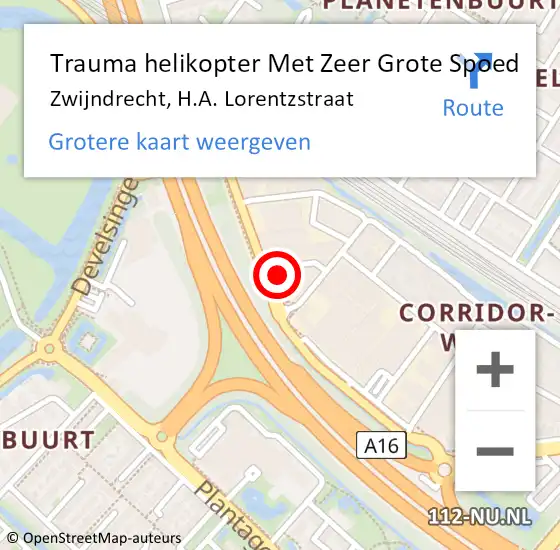 Locatie op kaart van de 112 melding: Trauma helikopter Met Zeer Grote Spoed Naar Zwijndrecht, H.A. Lorentzstraat op 16 maart 2024 10:22