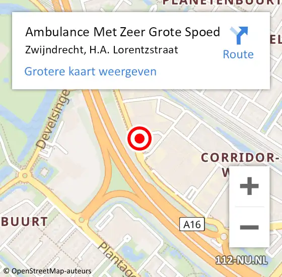 Locatie op kaart van de 112 melding: Ambulance Met Zeer Grote Spoed Naar Zwijndrecht, H.A. Lorentzstraat op 16 maart 2024 10:25