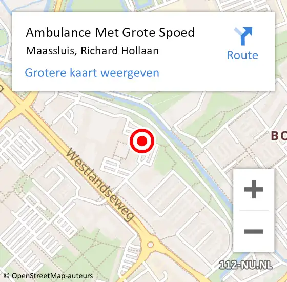 Locatie op kaart van de 112 melding: Ambulance Met Grote Spoed Naar Maassluis, Richard Hollaan op 16 maart 2024 10:37