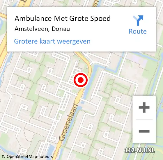 Locatie op kaart van de 112 melding: Ambulance Met Grote Spoed Naar Amstelveen, Donau op 16 maart 2024 11:36