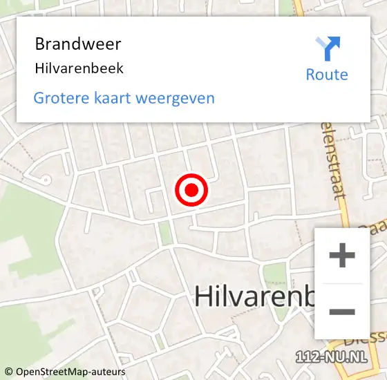 Locatie op kaart van de 112 melding: Brandweer Hilvarenbeek op 16 maart 2024 11:50