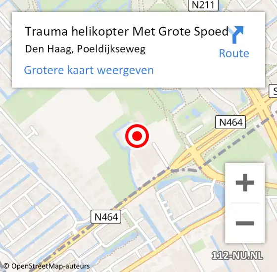 Locatie op kaart van de 112 melding: Trauma helikopter Met Grote Spoed Naar Den Haag, Poeldijkseweg op 16 maart 2024 12:51