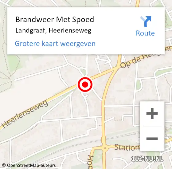 Locatie op kaart van de 112 melding: Brandweer Met Spoed Naar Landgraaf, Heerlenseweg op 16 maart 2024 13:01