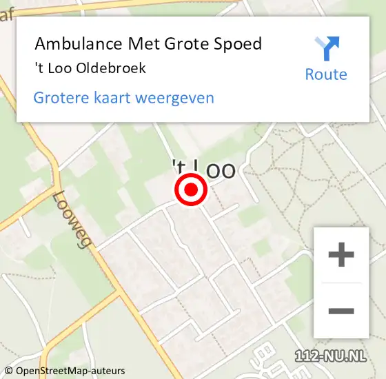 Locatie op kaart van de 112 melding: Ambulance Met Grote Spoed Naar 't Loo Oldebroek op 16 maart 2024 13:13