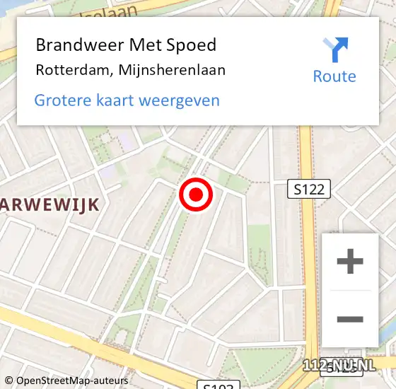 Locatie op kaart van de 112 melding: Brandweer Met Spoed Naar Rotterdam, Mijnsherenlaan op 16 maart 2024 13:22