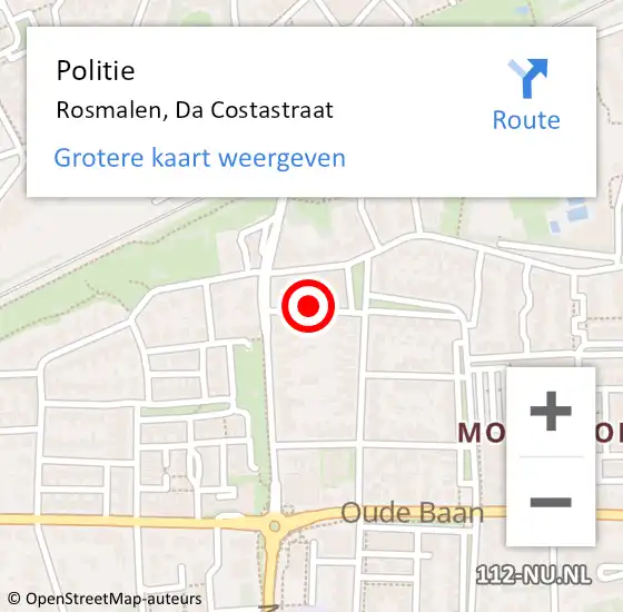 Locatie op kaart van de 112 melding: Politie Rosmalen, Da Costastraat op 16 maart 2024 13:29