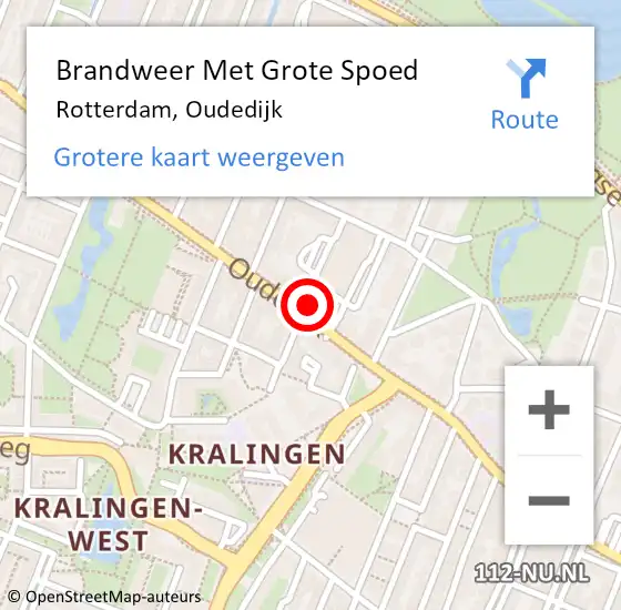 Locatie op kaart van de 112 melding: Brandweer Met Grote Spoed Naar Rotterdam, Oudedijk op 16 maart 2024 13:29