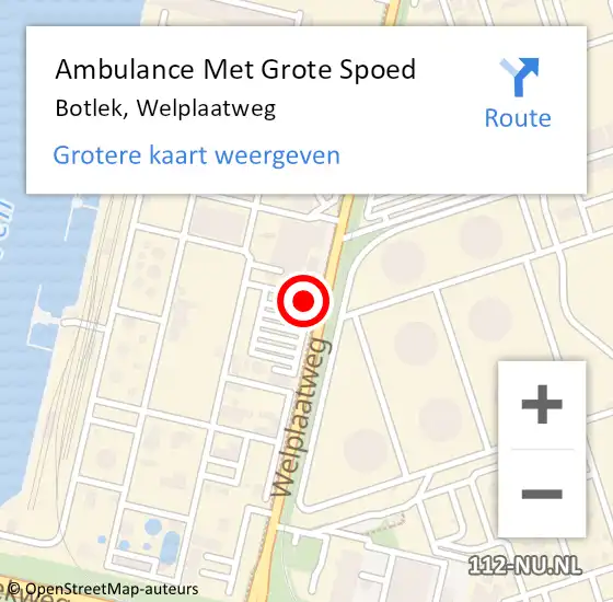 Locatie op kaart van de 112 melding: Ambulance Met Grote Spoed Naar Botlek, Welplaatweg op 29 september 2014 11:35