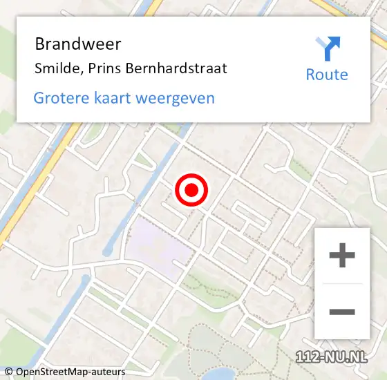 Locatie op kaart van de 112 melding: Brandweer Smilde, Prins Bernhardstraat op 16 maart 2024 13:49