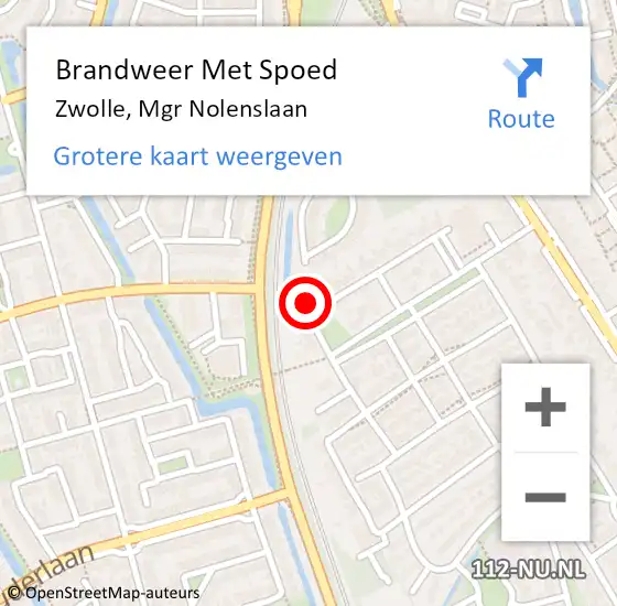 Locatie op kaart van de 112 melding: Brandweer Met Spoed Naar Zwolle, Mgr Nolenslaan op 16 maart 2024 13:50