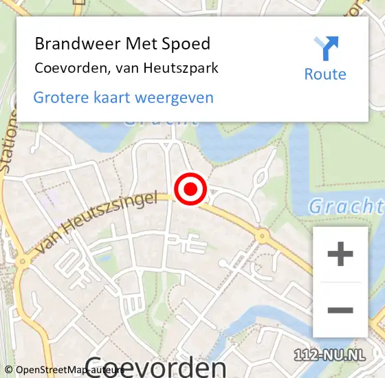 Locatie op kaart van de 112 melding: Brandweer Met Spoed Naar Coevorden, van Heutszpark op 16 maart 2024 13:53