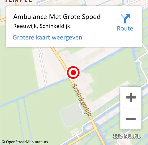 Locatie op kaart van de 112 melding: Ambulance Met Grote Spoed Naar Reeuwijk, Schinkeldijk op 16 maart 2024 14:08