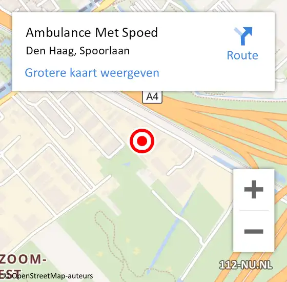 Locatie op kaart van de 112 melding: Ambulance Met Spoed Naar Den Haag, Spoorlaan op 16 maart 2024 14:45