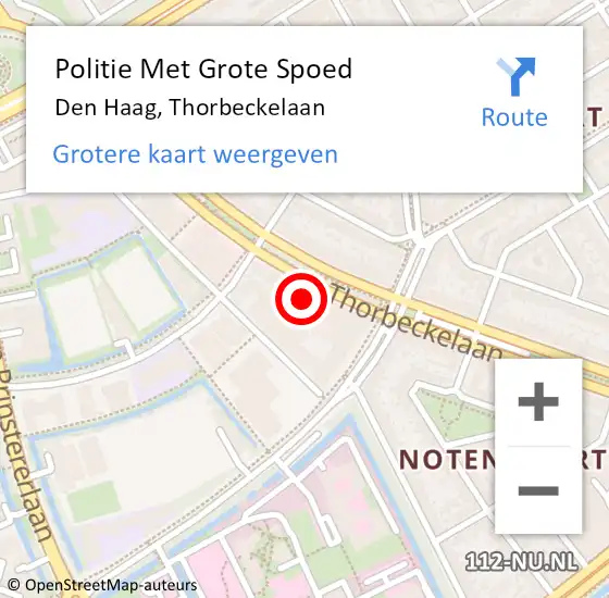 Locatie op kaart van de 112 melding: Politie Met Grote Spoed Naar Den Haag, Thorbeckelaan op 16 maart 2024 14:57