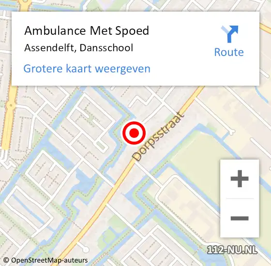 Locatie op kaart van de 112 melding: Ambulance Met Spoed Naar Assendelft, Dansschool op 16 maart 2024 14:57