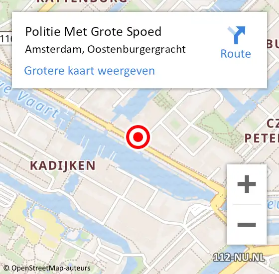 Locatie op kaart van de 112 melding: Politie Met Grote Spoed Naar Amsterdam, Oostenburgergracht op 16 maart 2024 15:03