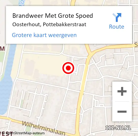 Locatie op kaart van de 112 melding: Brandweer Met Grote Spoed Naar Oosterhout, Pottebakkerstraat op 16 maart 2024 15:06