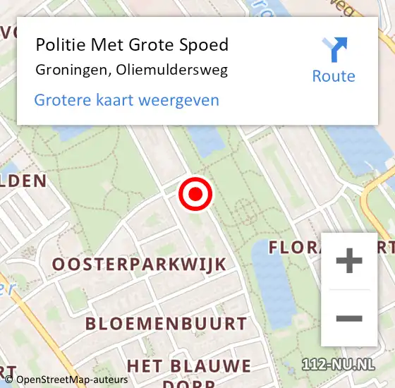 Locatie op kaart van de 112 melding: Politie Met Grote Spoed Naar Groningen, Oliemuldersweg op 16 maart 2024 15:10