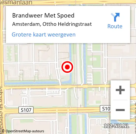 Locatie op kaart van de 112 melding: Brandweer Met Spoed Naar Amsterdam, Ottho Heldringstraat op 16 maart 2024 15:11