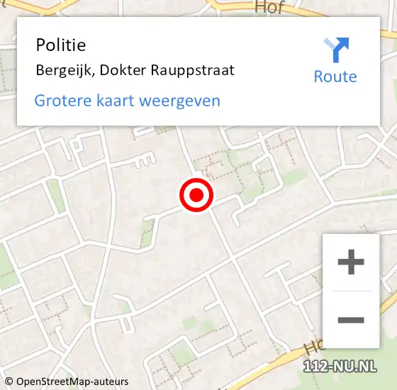 Locatie op kaart van de 112 melding: Politie Bergeijk, Dokter Rauppstraat op 16 maart 2024 15:20
