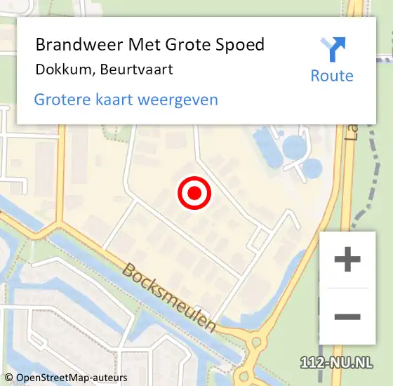 Locatie op kaart van de 112 melding: Brandweer Met Grote Spoed Naar Dokkum, Beurtvaart op 16 maart 2024 15:22